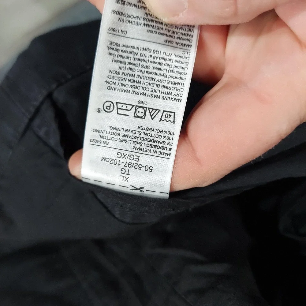 Gap Blazer Mens XL‎ Black Cotton Blend Single Breasted Trench Coat Casual